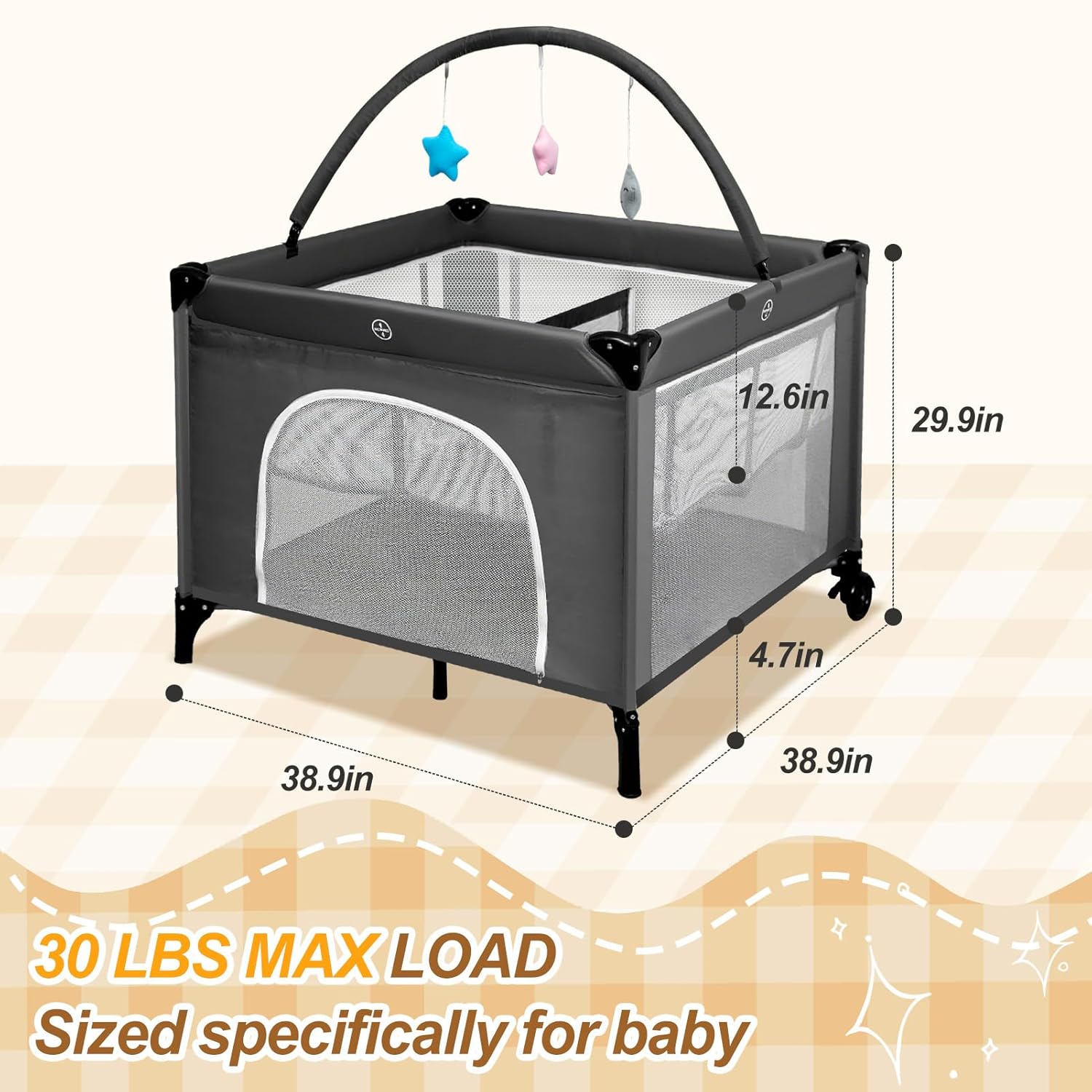 Twin Bassinet - 3 in 1 Twin Bassinets for 2 Babies with Hanging Toys & Storage Basket, Portable Pack and Play Foldable Bedside Sleeper with Carry Bag, Grey