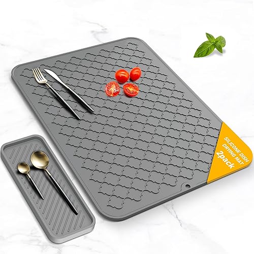 Tapete de secado de platos de silicona gruesa de alta pureza, resistente al calor, tapete de secado de cocina de silicona, tapete de secado de