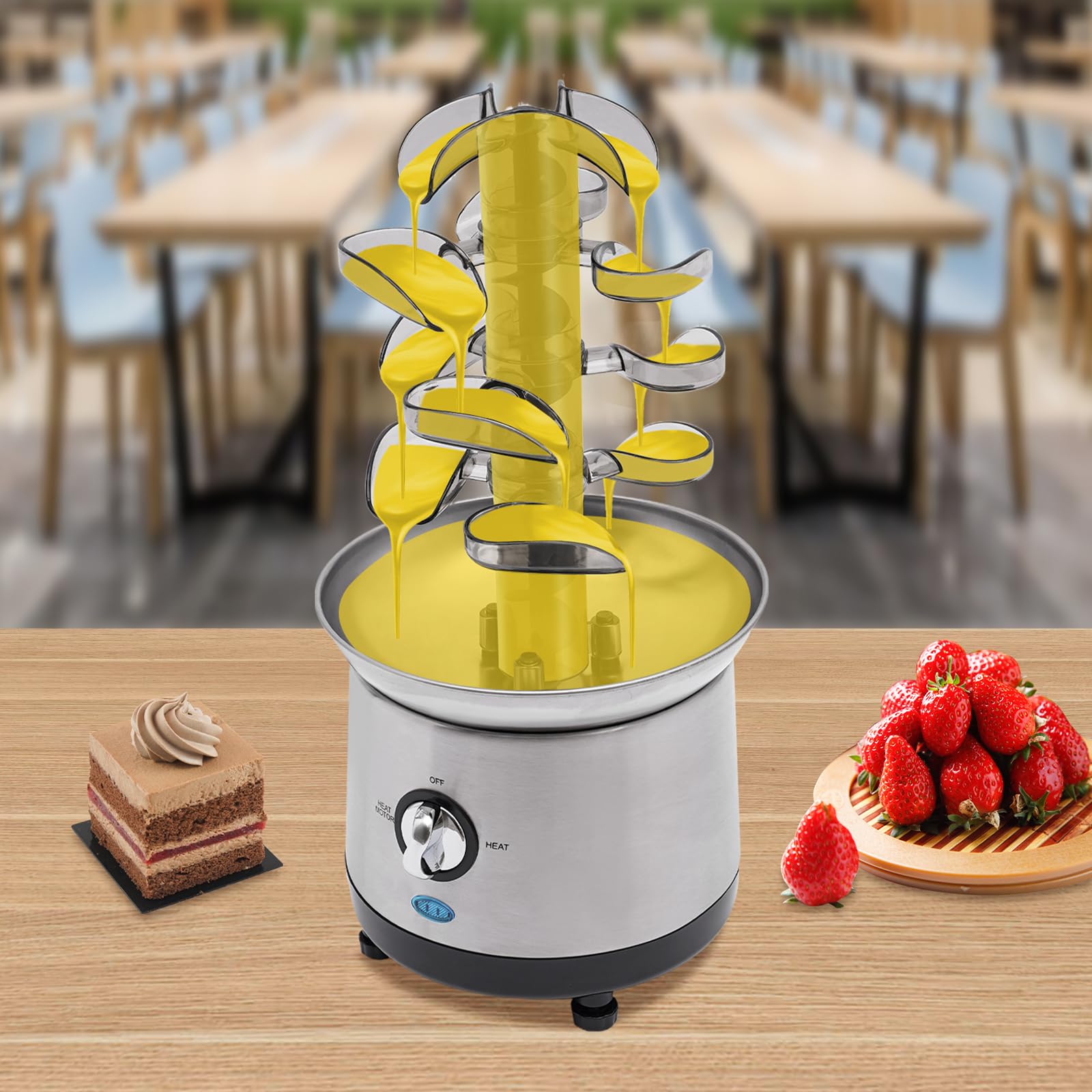 Fuente de chocolate de 4 niveles con diseño de torre de hoja, capacidad de 1,2 l, motor de cobre de 150-190 W, regulación de temperatura continua (38-45 °C), ideal para fiestas, bodas, cumpleaños