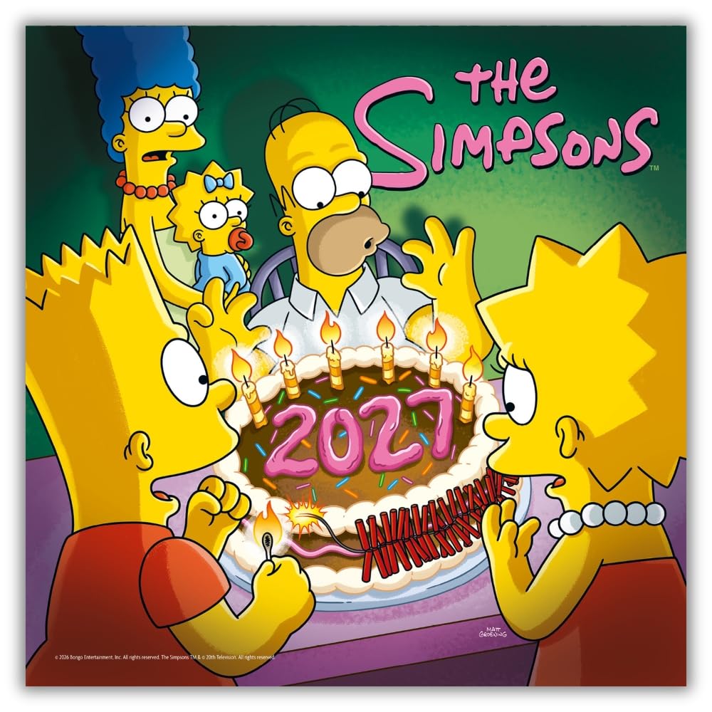 The Simpsons 2027 Square Wall Calendar Official Licensed TV Series Calendar, Monthly Grid Layout, Iconic Simpsons Characters & Humorous Moments, Large Square Format, Gift for Simpsons Fans