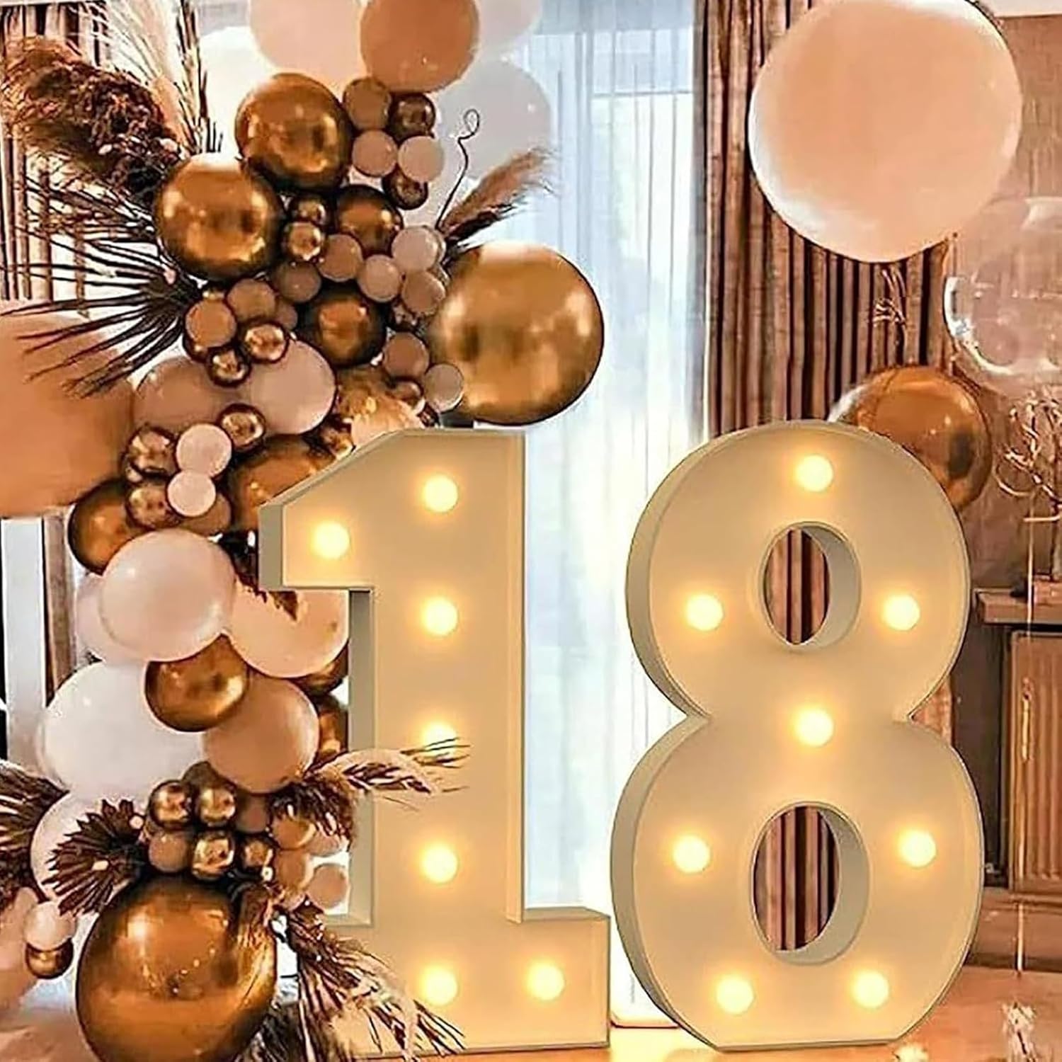 marquee light up numbers led party sign, small pre-cut foam board mosaic balloon frame birthday backdrop anniversary decoration, number 81, 70cm-2.3ft number 81 70cm-2.3ft