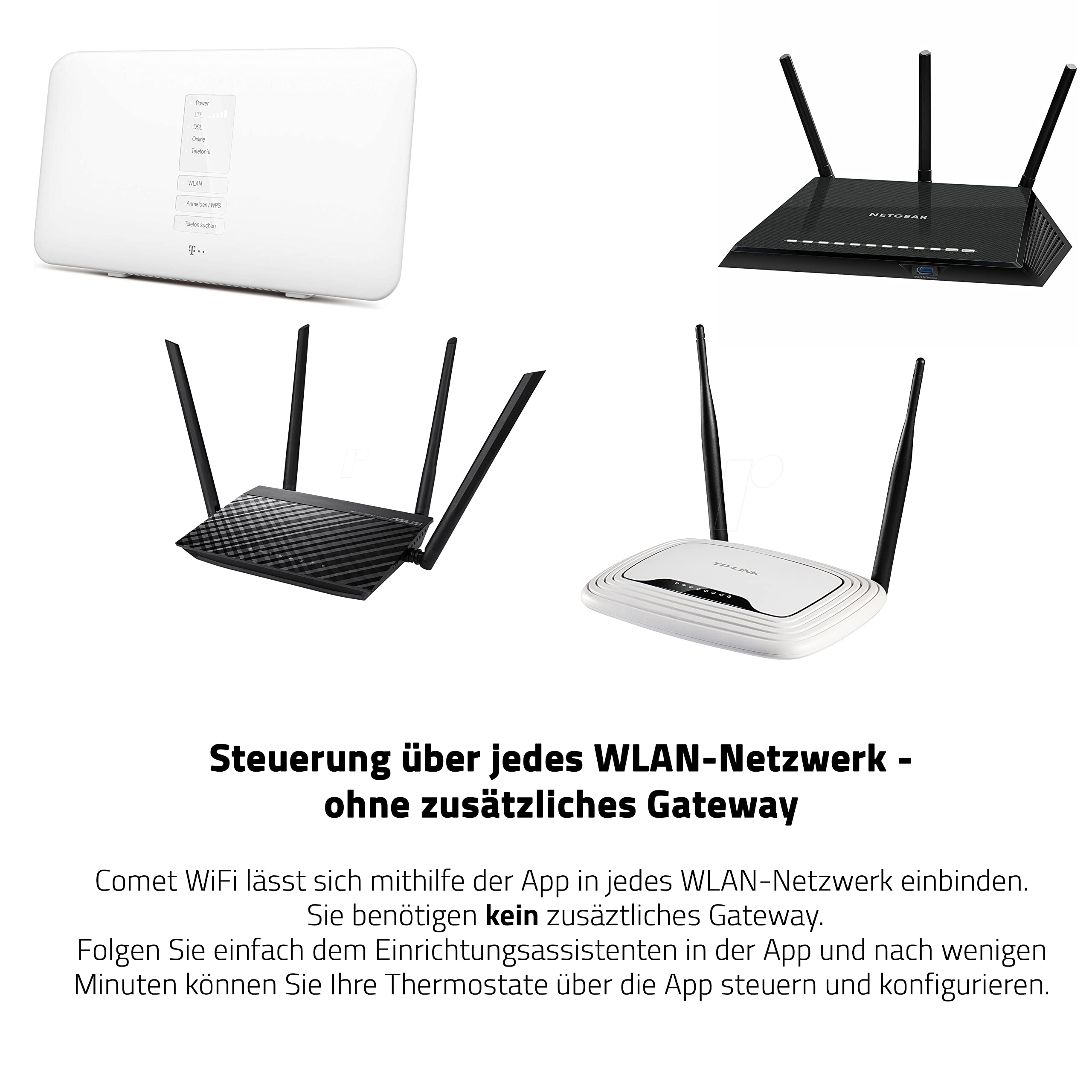 Eurotronic Comet Wifi zestaw 2 termostatów do grzejników (M30 x 1,5 mm, przyłącze gwintowane, kompatybilny z Wi-Fi 2,4 GHz, system regulatora ogrzewania ze sterowaniem Alexa, energooszczędny