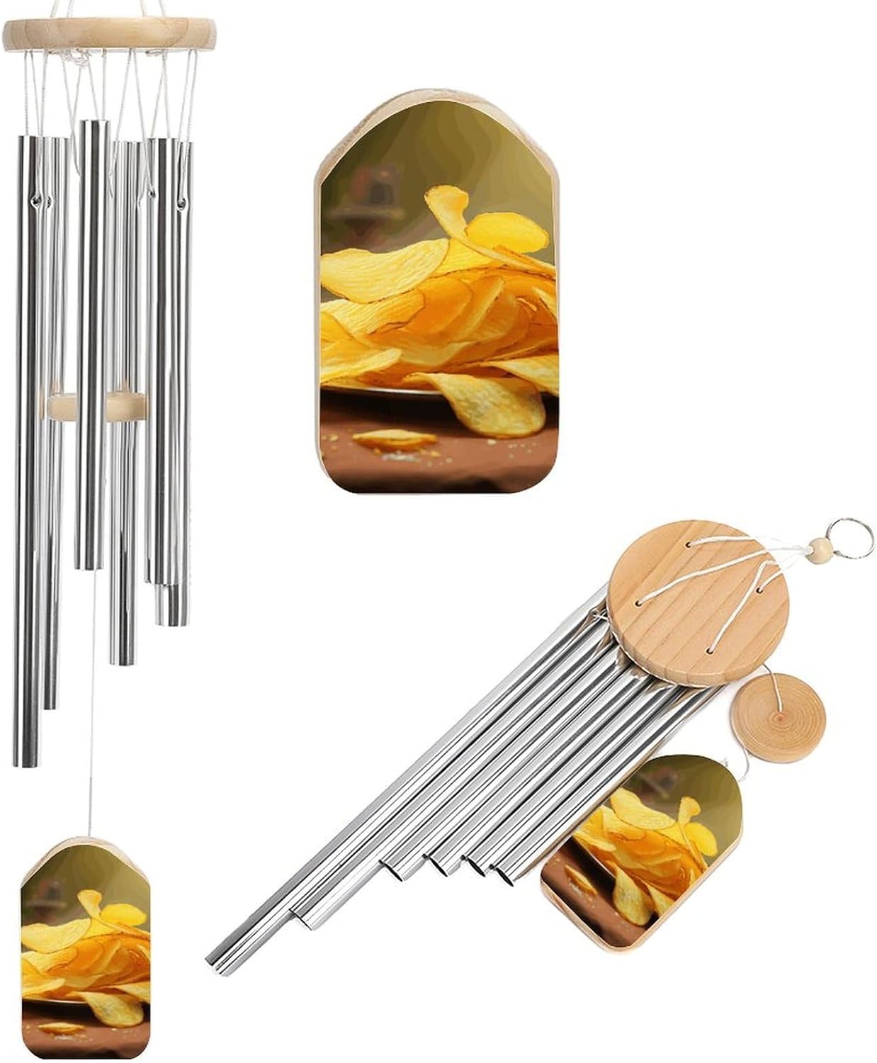 Potato Chips Outdoor Wind Chimes with 6 Aluminium Tubes