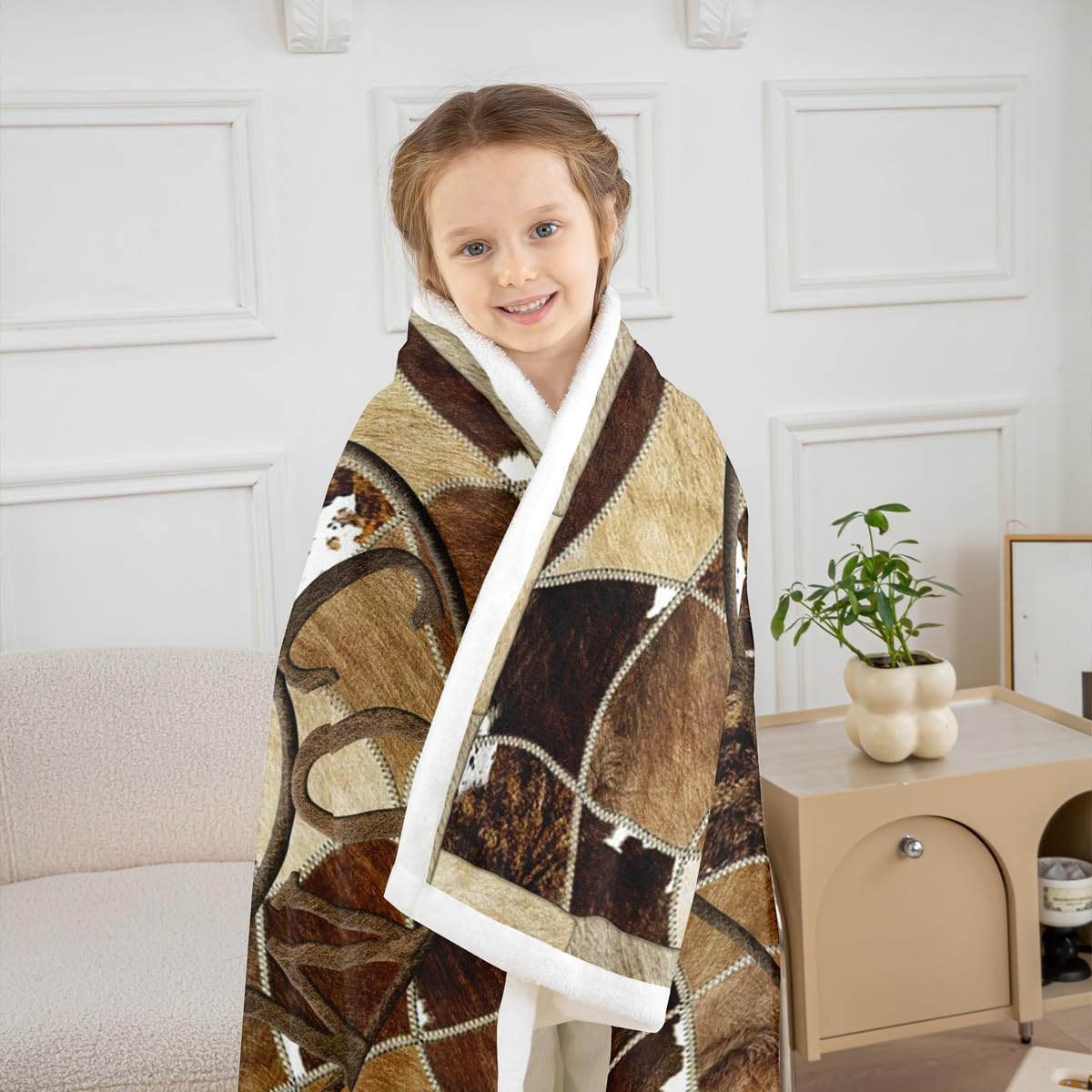 Western Texas Star Sherpa Blanket Cowhide Fleece Throw Blanket Rustic Farmhouse Plush Blanket Vintage Style Bedroom Decor Rural Country Farmhouse Fuzzy Blanket 60"x80"