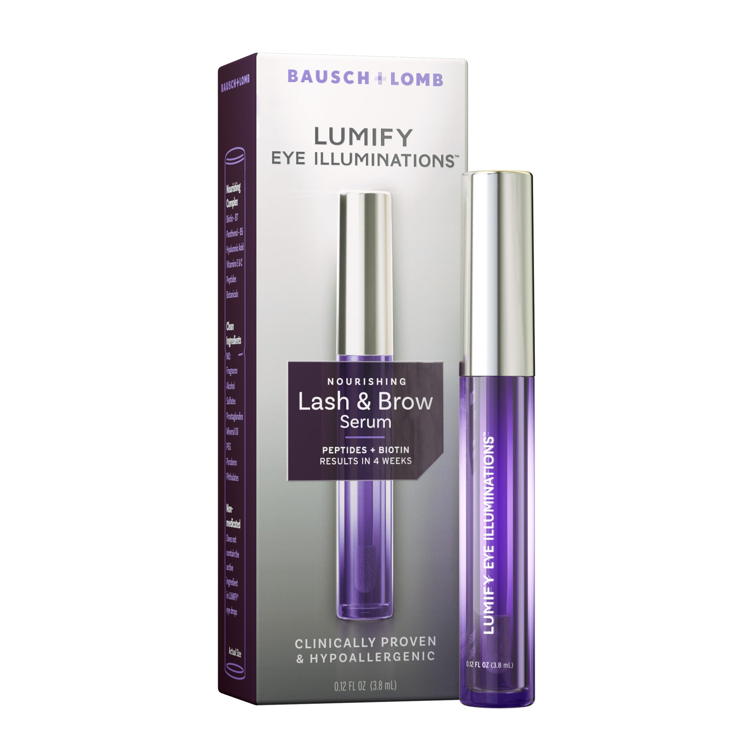 LUMIFYEye Illuminations Lash & Brow Serum, Promotes Thicker, Fuller-Looking Lashes & Brows with Biotin, Peptides & Hyaluronic Acid to Nourish, Soften & Condition, 0.12 Fl Oz (3.8 mL)