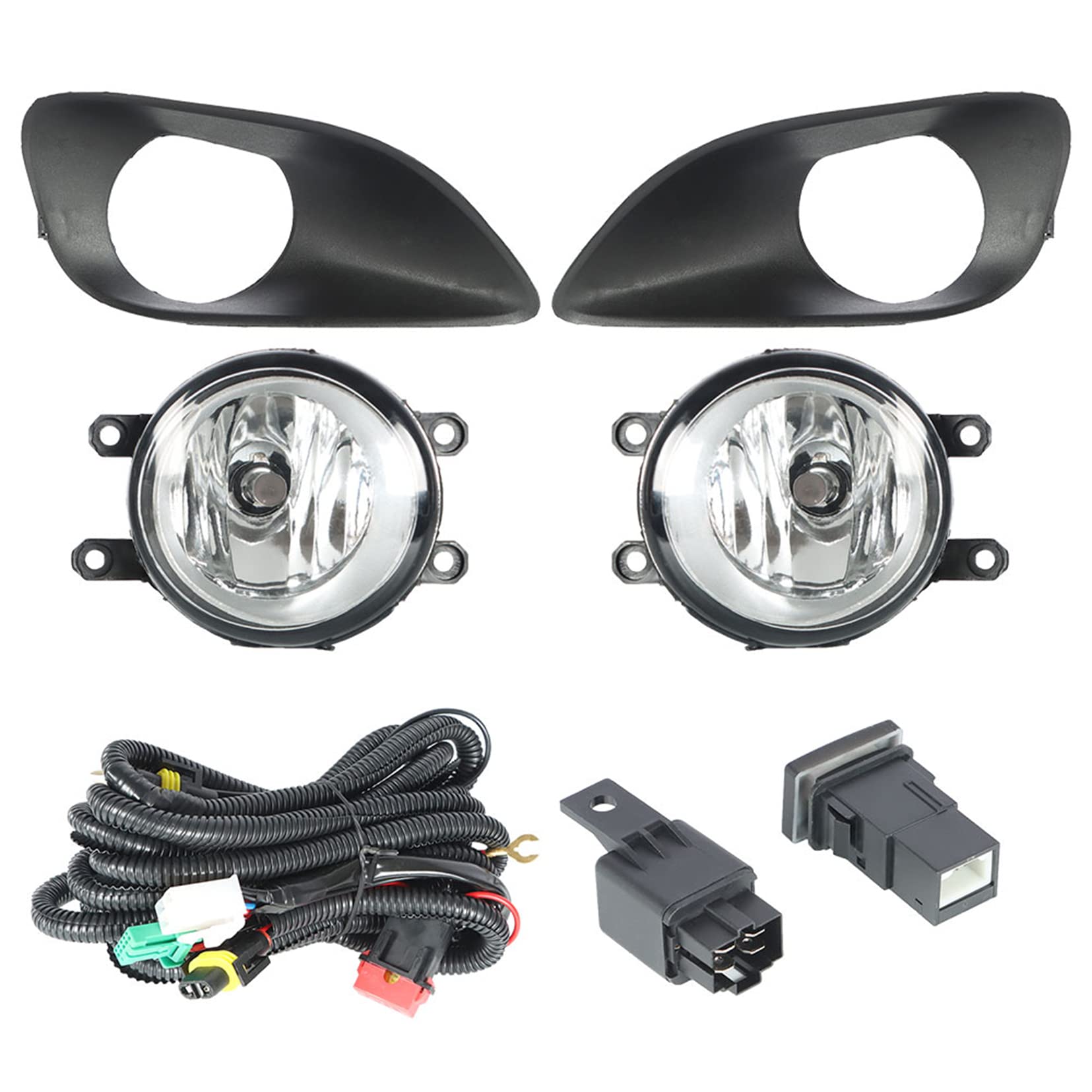 Fog Light Kit For 2007-2011 Nissan Versa – Includes Lamps, Bezels, Harness, Switch, H11 Bulbs - View #2