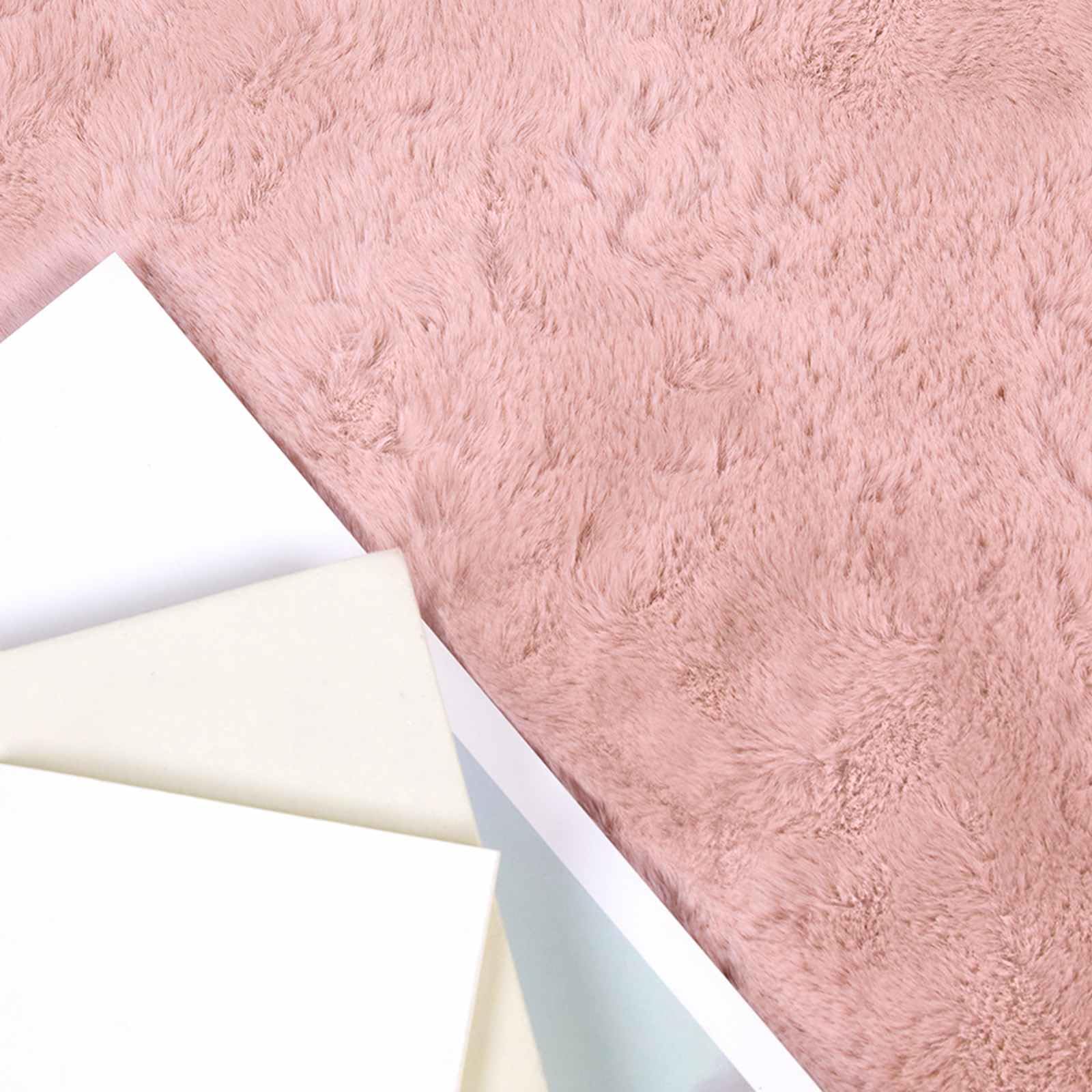 Olite Alfombra de pelo sintético de conejo, color rosa, 140 x 200 cm, extrasuave, rectangular, poliéster, duradera, para dormitorio y salón