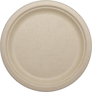 World Centric Compostable Round Paper Plates, 9" (Pack of 40), Made from Unbleached Plant Fiber, Sustainable, Heavy Duty, Grease Resistant, Microwave & Freezer Safe, PFAS Free