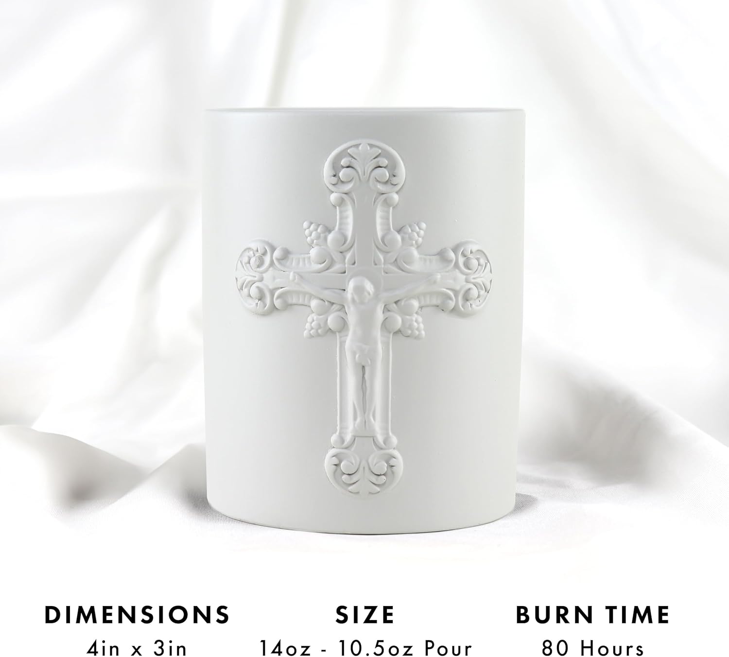 SAINT Santa Cruz Scented Candle with Prayer and Prayer Coin - Nadu Sandalwood in Decorative, Concrete Jar - Soy Coconut Aromatherapy Candle with 80 Hour Burn Time, Special Edition