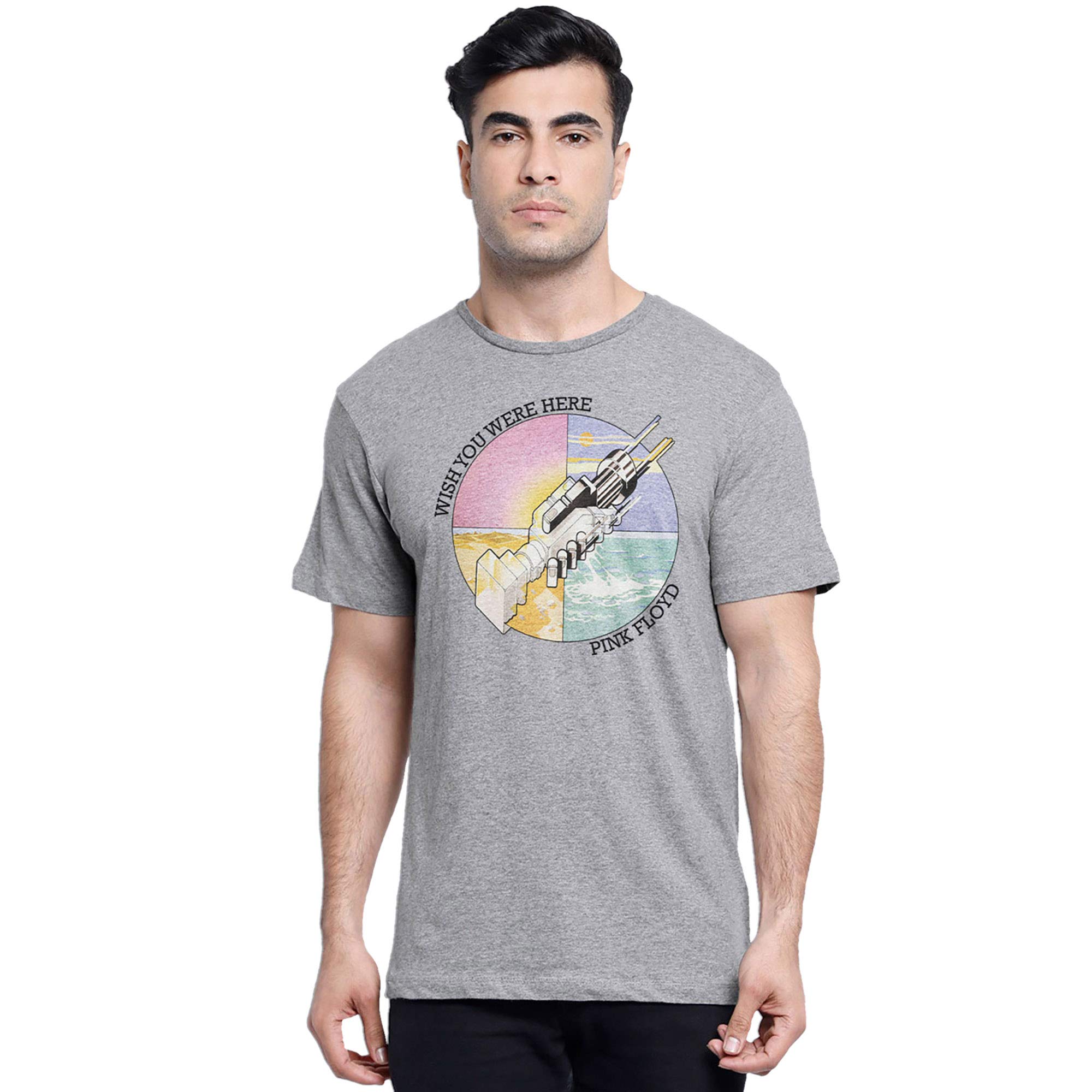 Free AuthorityPink Floyd Printed Regular Fit Grey Cotton Men's T-Shirt