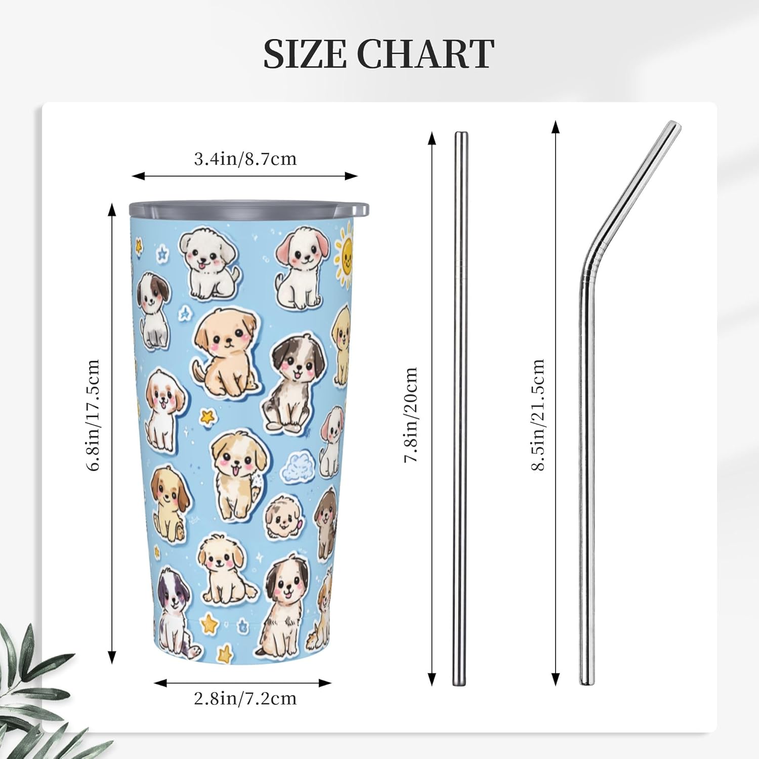 Dog Tumbler with Lid and Straw 20oz Vacuum Insulated Coffee Cup Stainless Steel Tumblers Leakproof Travel Mug Present for Women Men - Image 2