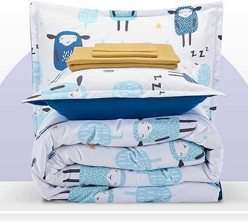 Miniatura 4 de SLEEP ZONE Juego de edredón para niños, tamaño matrimonialqueen, súper lindo y suave, ropa de cama para niños en una bolsa, juego de 7 piezas con