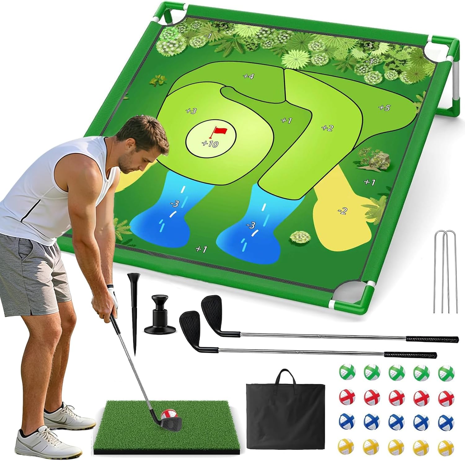 67 Golf Yard Chipping Game Set – Portable Backyard Golf Course for Adults and Family, Outdoor Lawn & Beach Play, Indoor Practice, Office Party, Gifts for Men (67 Golf Chipping Game)