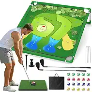 Golf Chipping Outdoor Game– Portable Yard Practice Set, Indoor & Outdoor Lawn Play for Adults and Family, Backyard, Beach, Office Party, Golf Gifts for Men (Chipping Outdoor Game+2 Golf Clubs)