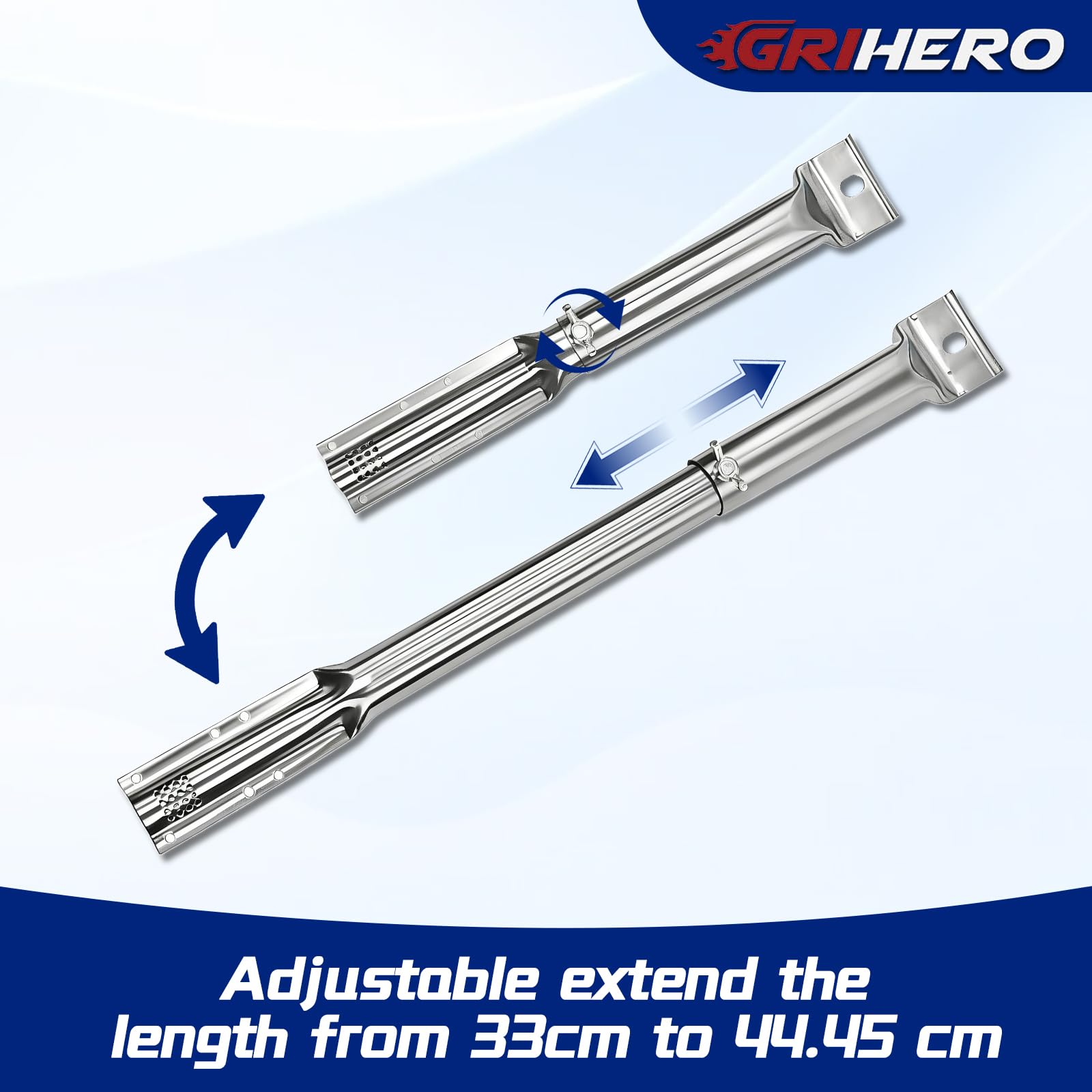 Tubos universales para quemador de gas, piezas de repuesto para Nexgrill, Outback, Uniflame, Brinkmann, Char-Broil y la mayoría de parrillas de gas, ajustable de 33 cm a 44,5 cm (4 unidades