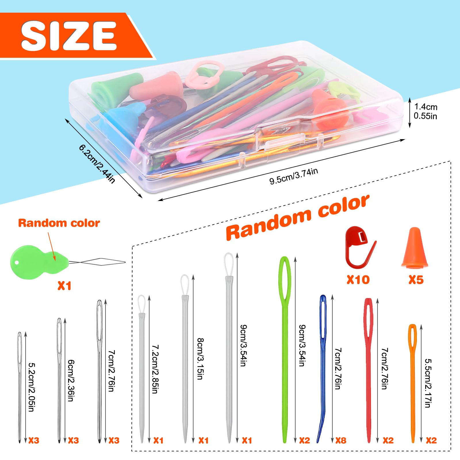 Benoon 6 Pezzi di Aghi per Uncinetto, Uncinetti in Alluminio con Manico in Plastica Colorata, Set di Strumenti per Cucire Ferri da Maglia