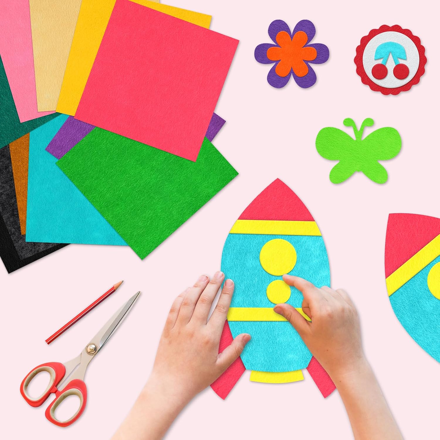 Morcheiong 50 Pcs Felt Fabric Soft Felt Fabric Sheet for Crafts DIY Handcraft Patchwork Nonwoven Sewing Squares (50 Colors, 4 * 4inch)