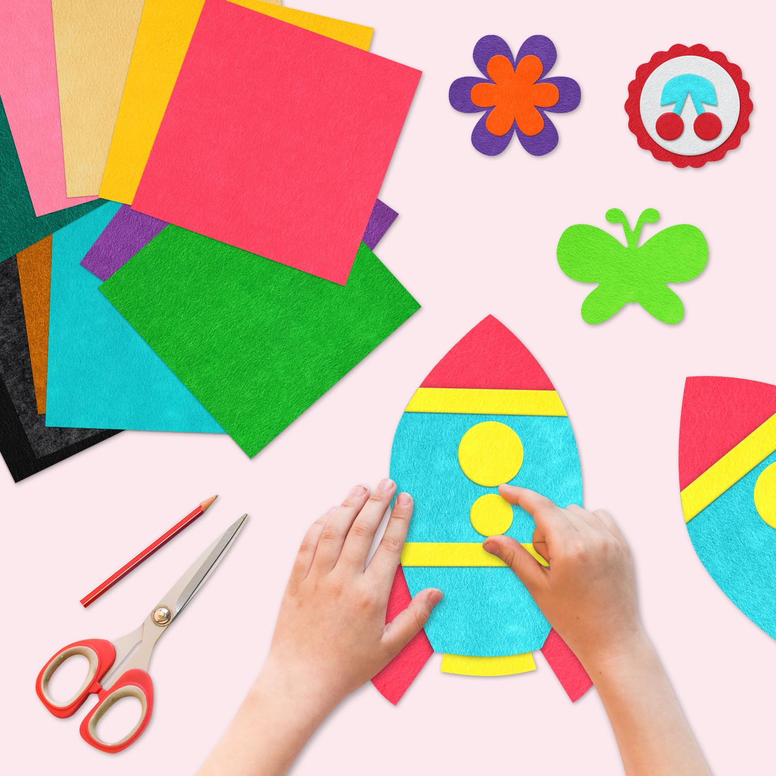 Morcheiong 50 Pcs Felt Fabric Soft Felt Fabric Sheet for Crafts DIY Handcraft Patchwork Nonwoven Sewing Squares (50 Colors, 4 * 4inch)