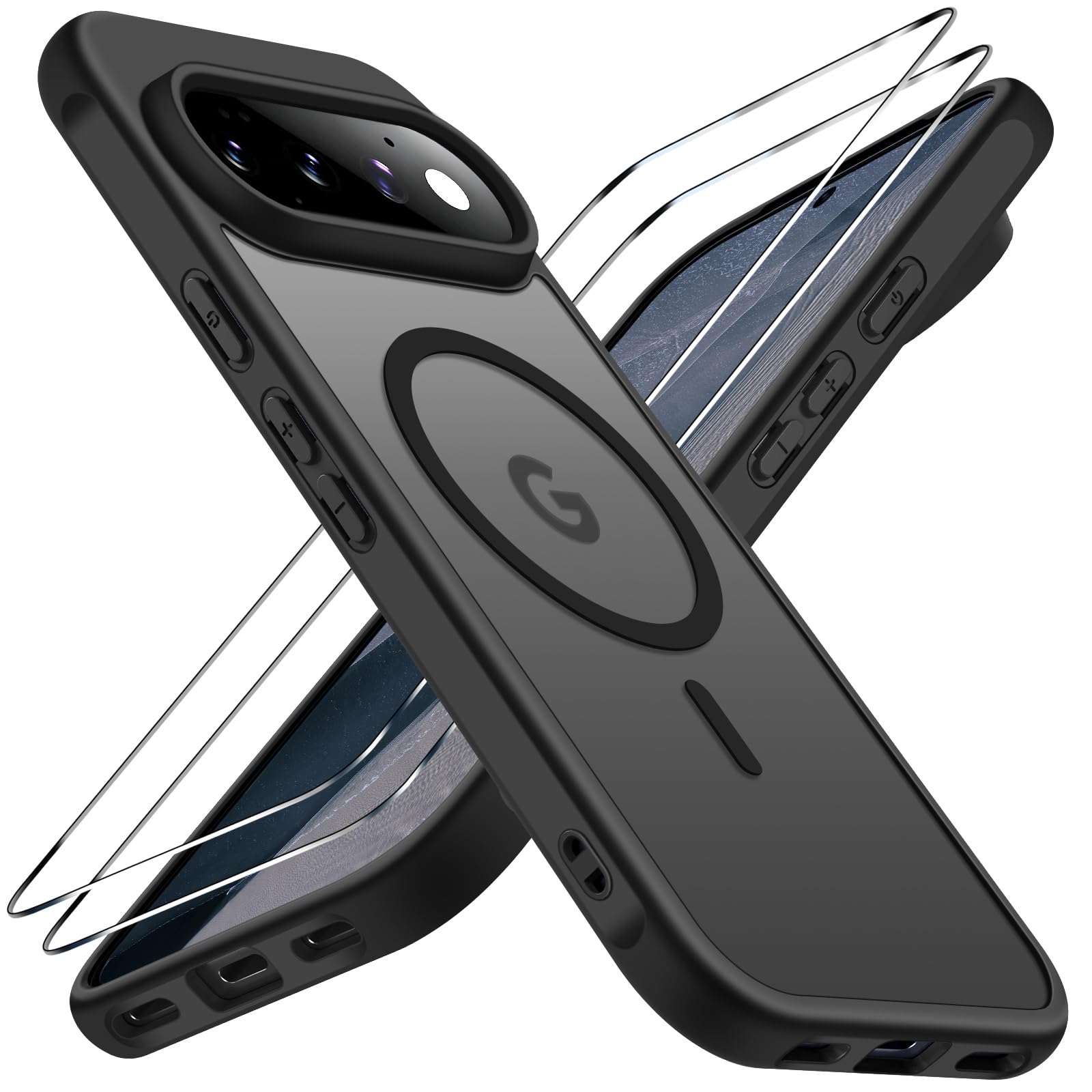 ivoler Magnetisch Hülle für Google Pixel 11 Pro,mit 2 Panzerglas,Schwarz