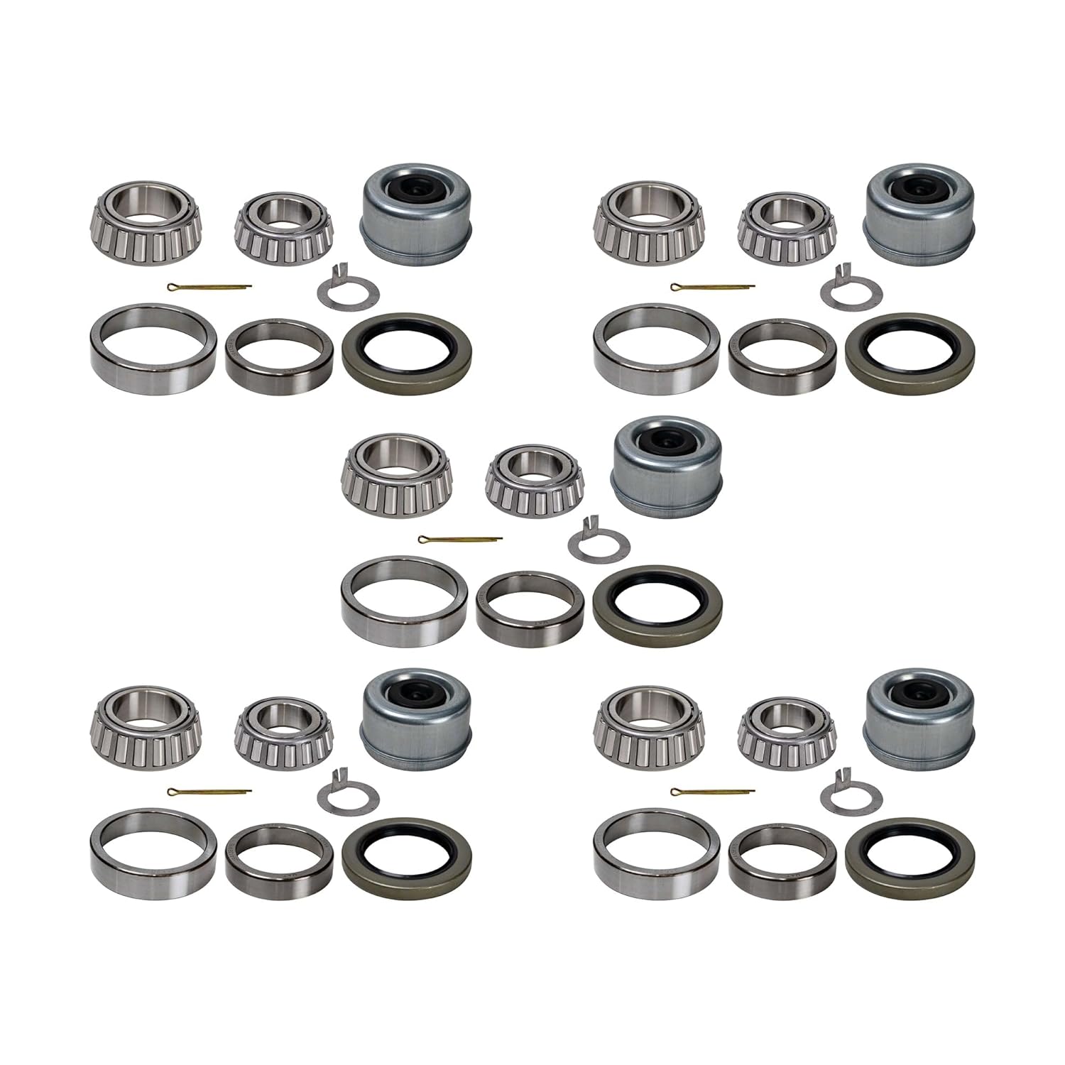 Bundle of (5) 10,000 lb Heavy Duty Trailer Bearing Kit - Dexter Compatible - Bearings, Races, Oil Seal, and Cotter Pin - Premium Trailer Parts for Upgraded Performance