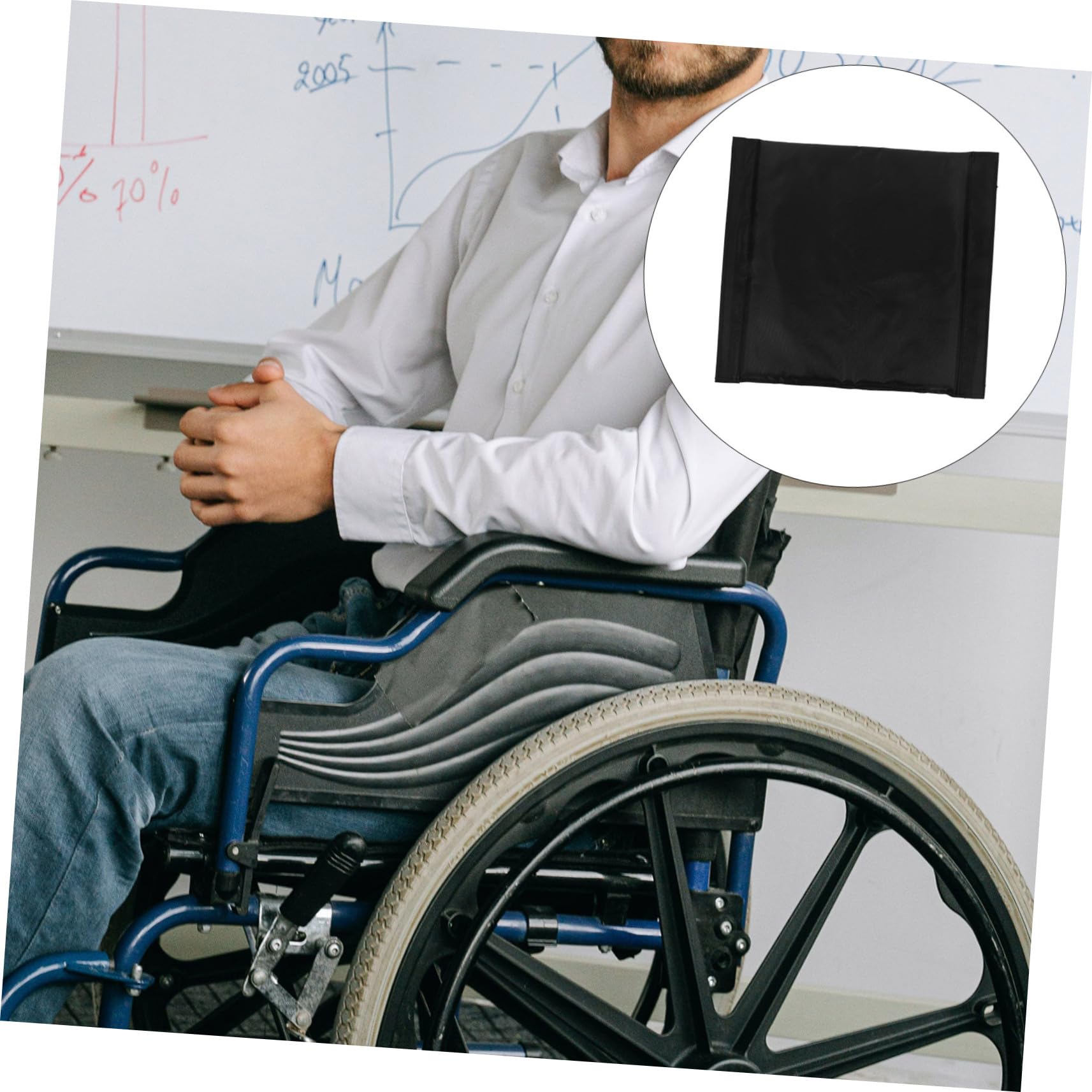 Anneome Cojín de Asiento Transpirable para Silla de Ruedas de Tela Oxford Negra Espuma de Alta Densidad, Fácil de Instalar Verano en Residencias para Personas Mayores