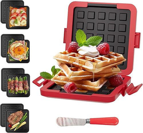 Máquina para preparar queso y desayuno a la parrilla para microondas, waffles de cocción rápida, prensa para panini y sándwich (<5 minutos),