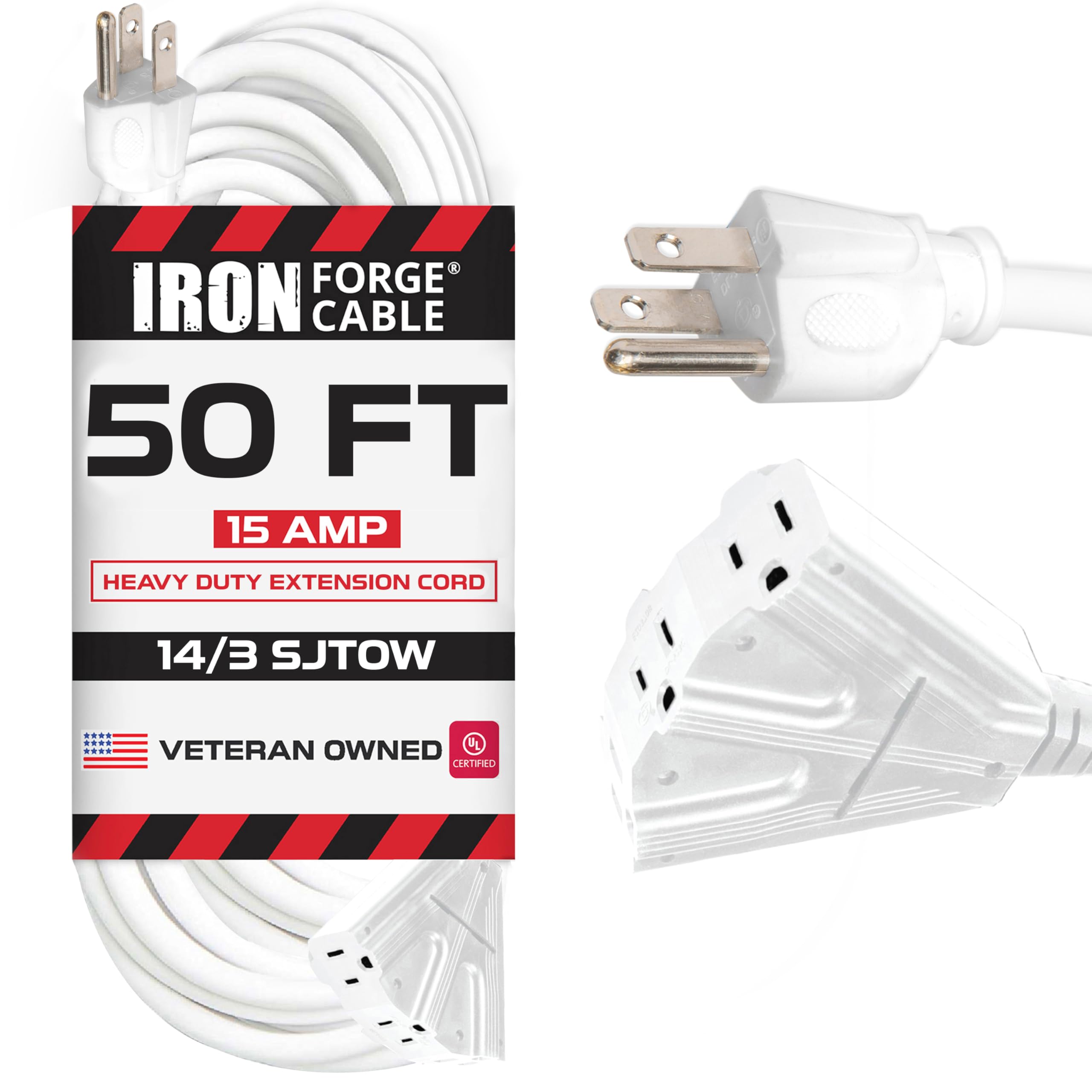 Iron Forge Cable 14 Gauge Extension Cord Multi Outlet, 50 Ft