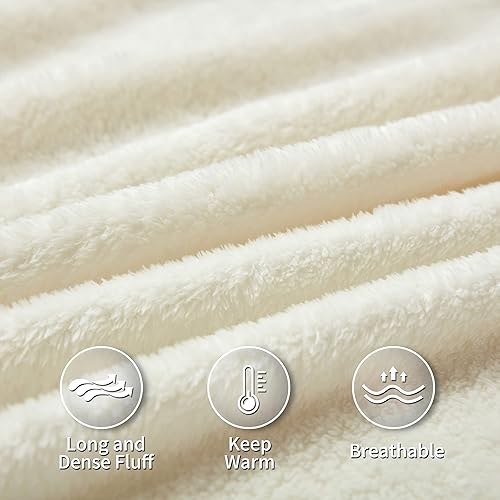 Miniatura 5 de Beamlike - Manta de franela de forro polar súper suave manta de microfibra ligera acogedora y transpirable 50 x 60 pulgadas crema tamaño manta