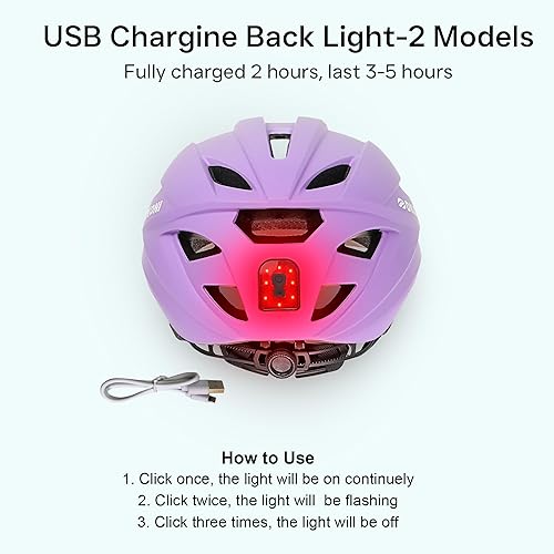 Miniatura 4 de Casco de bicicleta urbano para adultos casco de bicicleta para hombres y mujeres con carga USB, cascos desmontables de luz trasera para viajes