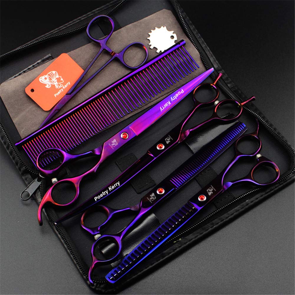 DESAV Set De Ciseaux De Toilettage Professionnel De 6,0 Pouces pour Chien De Compagnie, Cisailles Droites Ciseaux Courbés pour Chat, Kit De Coupe Durable Léger pour Animaux Coupe De Cheveux