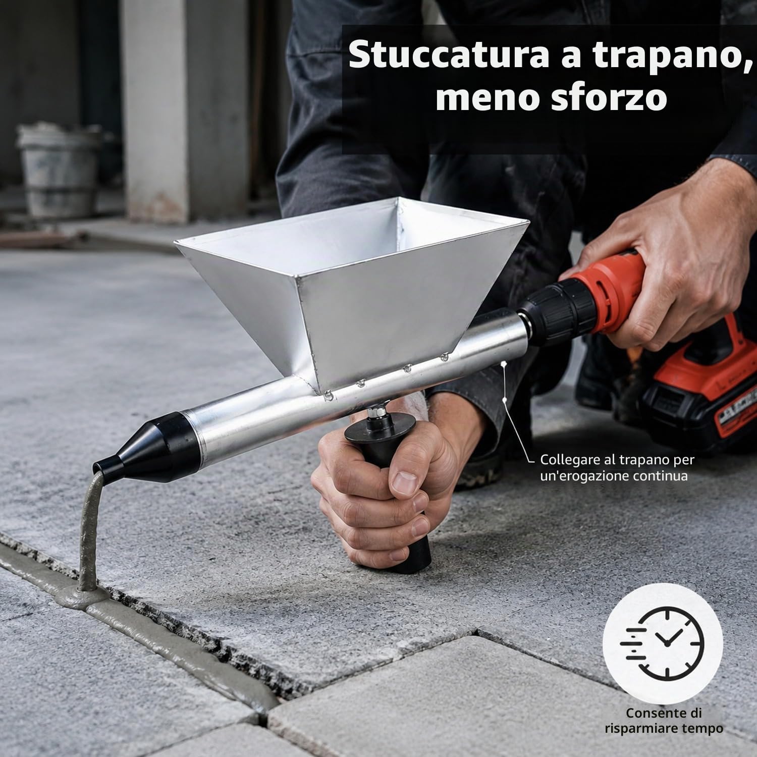 Elettrico Pistola a percussione Portatile Applicatore di spruzzatore di malta Pistola da caccia del cemento con 8 ugelli (Senza trapano elettrico)