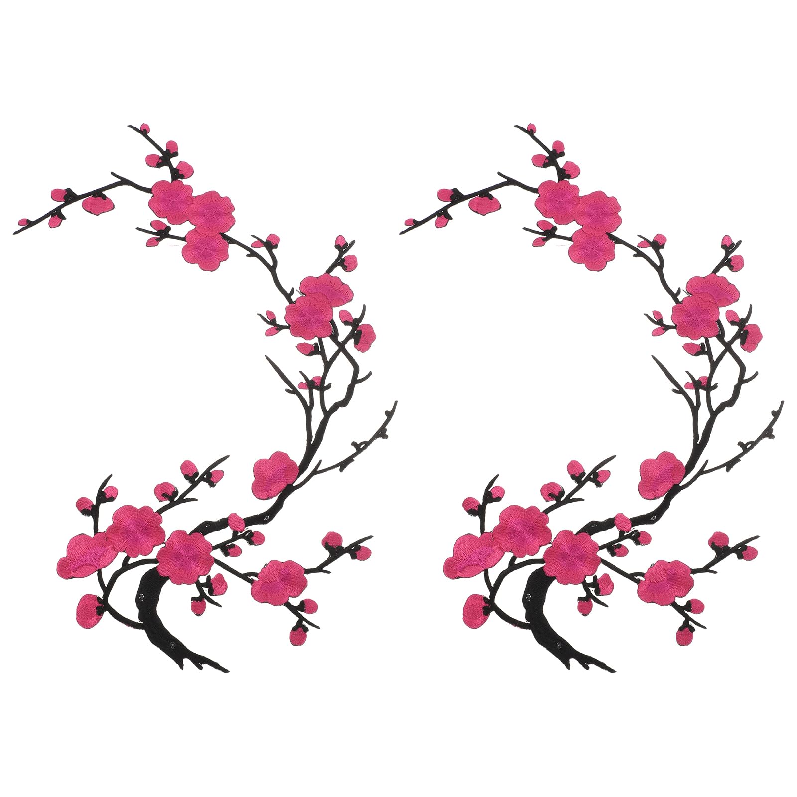 sourcing map 2 Pcs Plum Blossom Iron-on Patches, Flower Embroidery Appliques Sew on Patch Decoration Applique for Holes Jeans Dress Backpack Hats DIY Clothes, Rose Red/Black