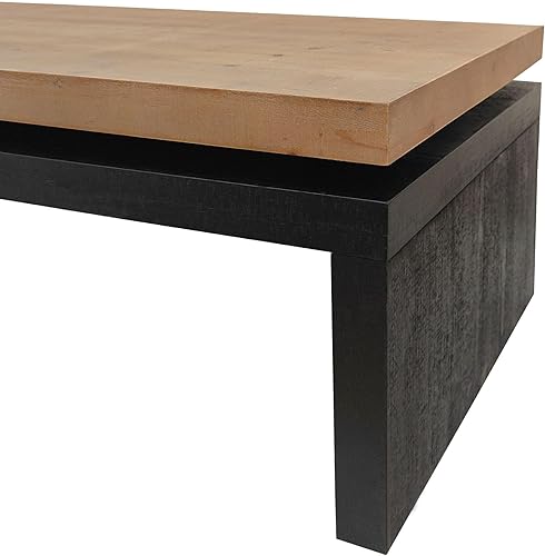 Miniatura 112 de SSLine Mesa de centro rectangular de madera antigua de 45.2 pulgadas para sala de estar, mesas auxiliares de almacenamiento de 2 niveles con patas