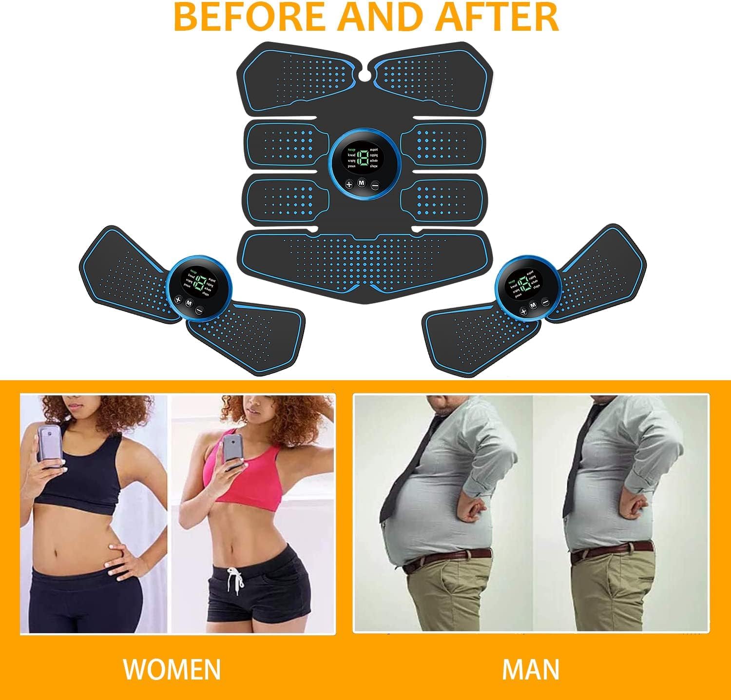 Stimulateur Musculaire EMS,EMS Ceinture Abdominale,Ceinture Abdominale Électrostimulation,8 Modes 19 Niveaux,Appareil de Musculation pour Abdomen/Bras/Jambes, Femme Homme