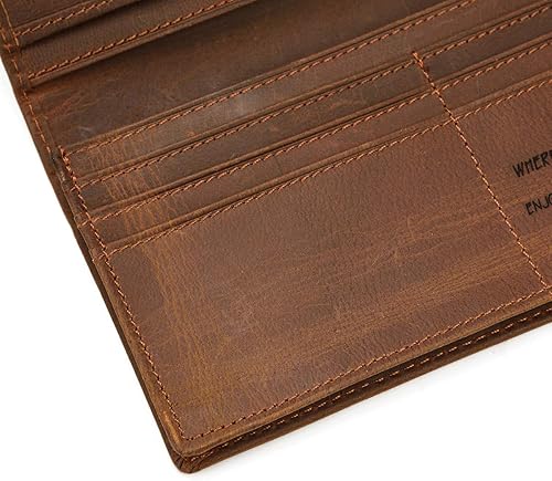 Miniatura 4 de LUUFAN Billetera larga de cuero genuino para hombre, cartera plegable grabada