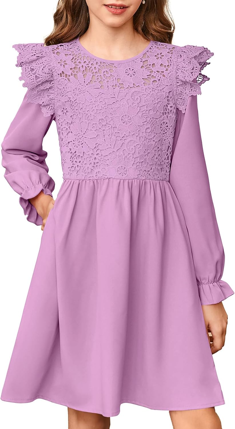 blibean Tween Girls Fall Dresses Semi Formal Flower Dress Size 6-15 Years