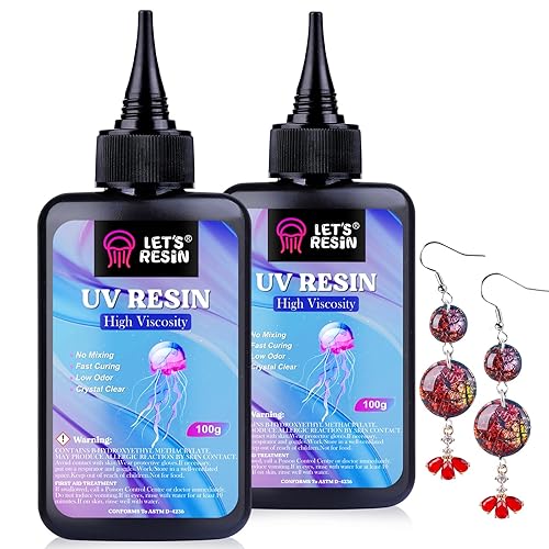 LET'S RESIN Resina UV, 7.05 oz de alta viscosidad, kit de resina UV gruesa y transparente de alta viscosidad, resina epoxi ultravioleta de curado