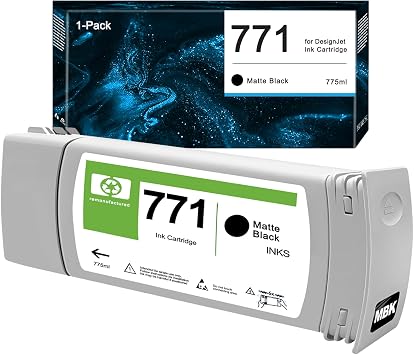 771 Ink Cartridge 771A Ink Remanufactured Matte Black B6Y15A 775ml Replacement for HP DesignJet Z6200 Z6600 Z6800 Z6810 Printer 1-Pack