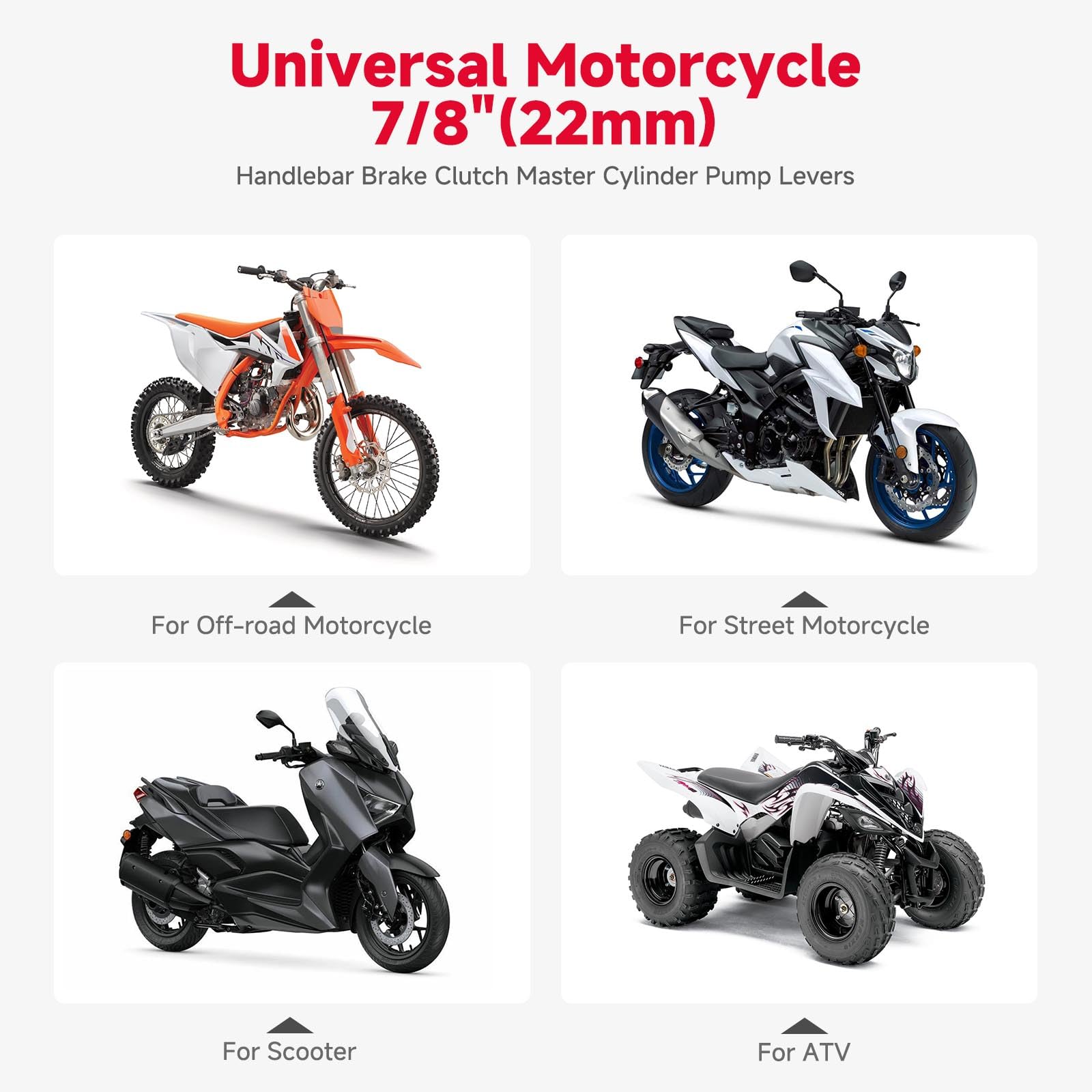 DREAMIZER Leve Freno Frizione Moto Universale per Manubrio Da 7/8" 22mm per Motociclette, CNC Leva Freno Moto Compatibile Con Honda Kawasaki Suzuki Yamaha