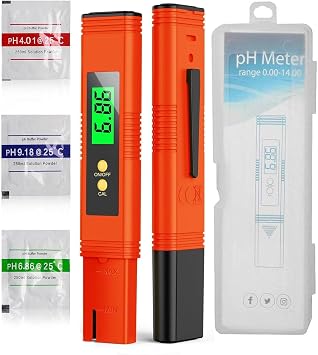 PH Meter, Digital High Accuracy Water Quality PH Meter with ATC, 0-14 Measurement Range PH Tester for Household Drinking Water, Hydroponics, Aquarium Water, PoolOrange-01