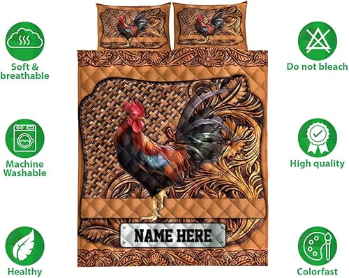 Miniatura 2 de Ohaprints Juego de ropa de cama y fundas de almohada con diseño de madera con diseño de gallo de pollo, tamaño King, Queen, doble, individual,