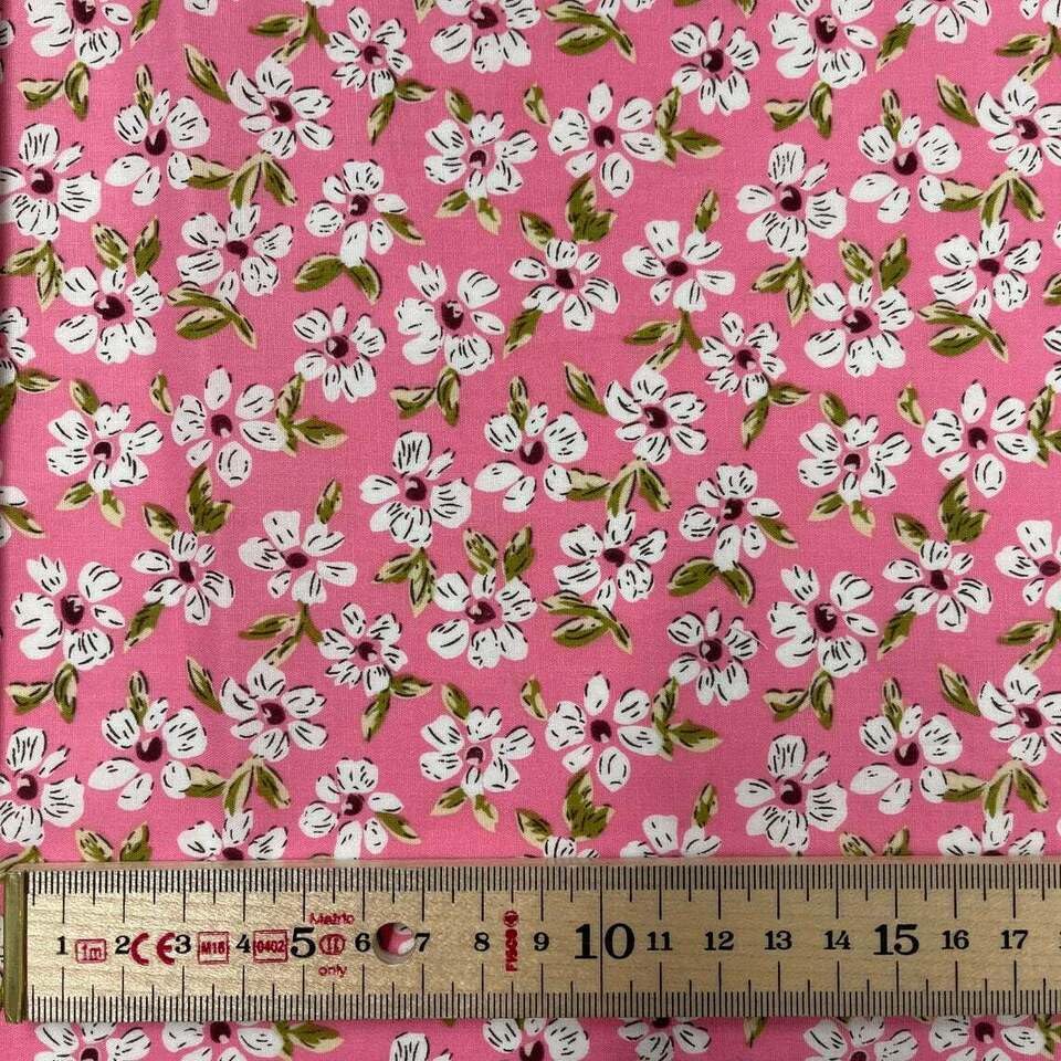 Pure Superior Cotton Poplin Forget Me Not Floral Pattern in 3 Colours 139cm Wide (Forget ME NOT - Pink) (1 Metre)