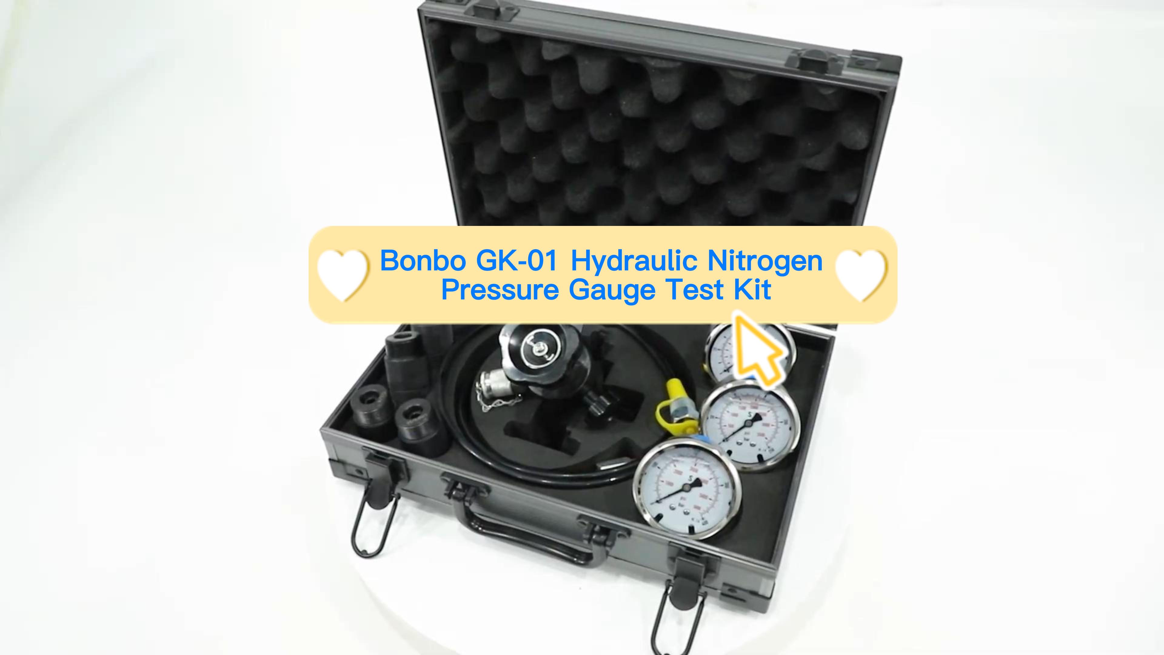 Image of GK-01 Hydraulic Accumulator Nitrogen Charging System with 7 Couplings, 3 Pressure Gauges 1 Gas Hose and 1 Main Valve Body, Nitrogen Pressure Test Kit, Gas Charging Tools
