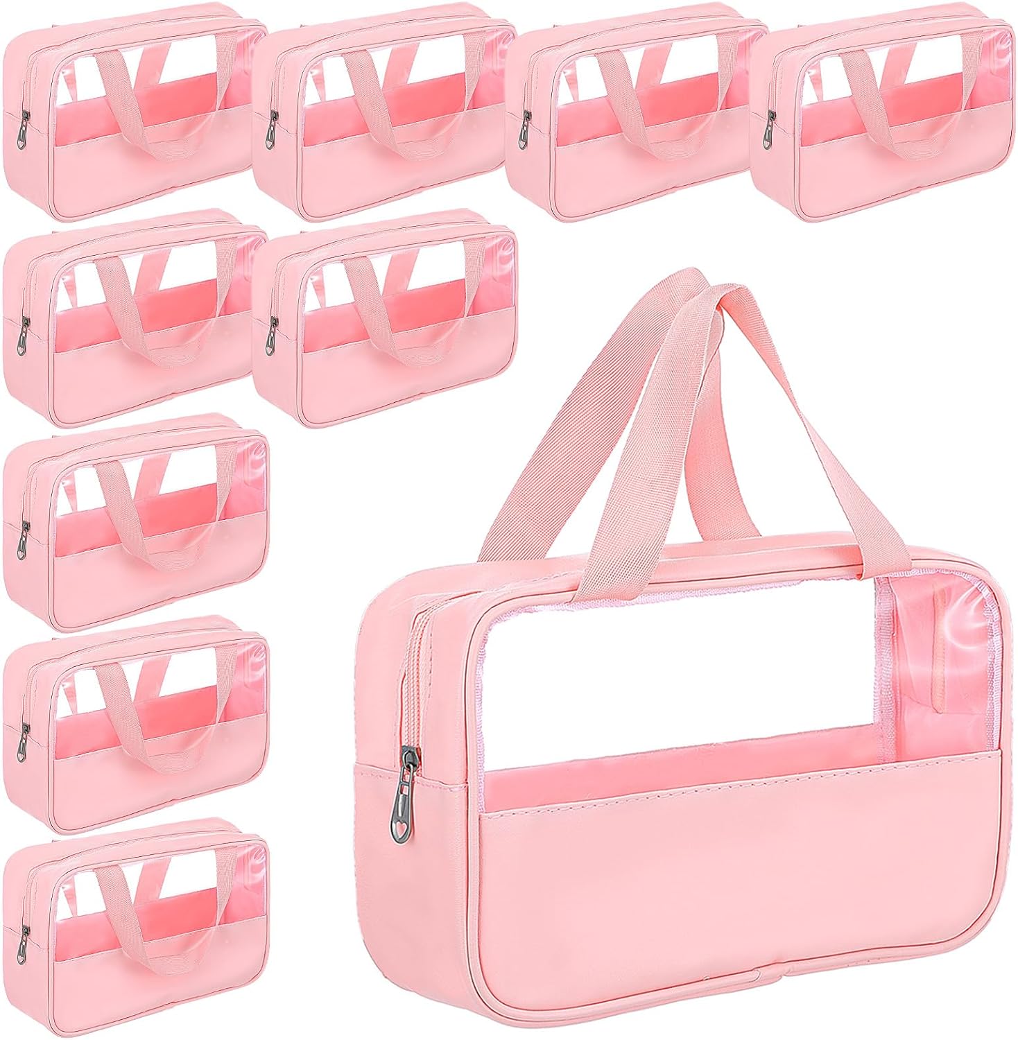 10 Pcs Translucent Make up Bag Toiletry Organizer for Women Men Waterproof Portable Cosmetic Travel Bag with Hanging Handles Travel Storage Carry Pouch, 10.2 x 6.3 x 2.8 Inches