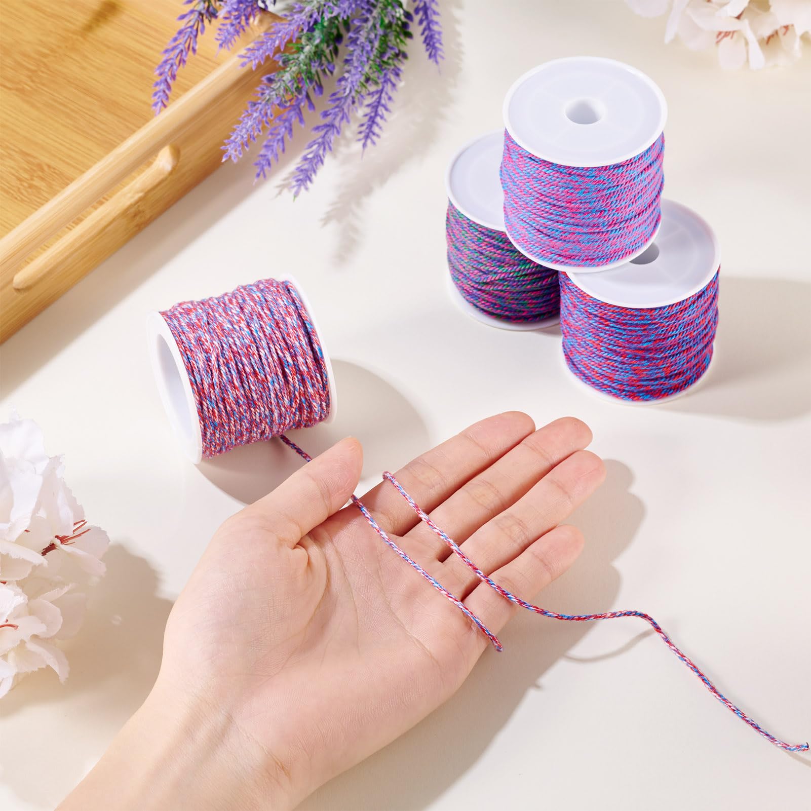Spritewelry 4 Rolls 1.2mm Braided Cord Thread Polyester Twine Macrame Cord Round Beading String for DIY Crafts Bracelet Necklace Jewelry Making Purple - Image 4