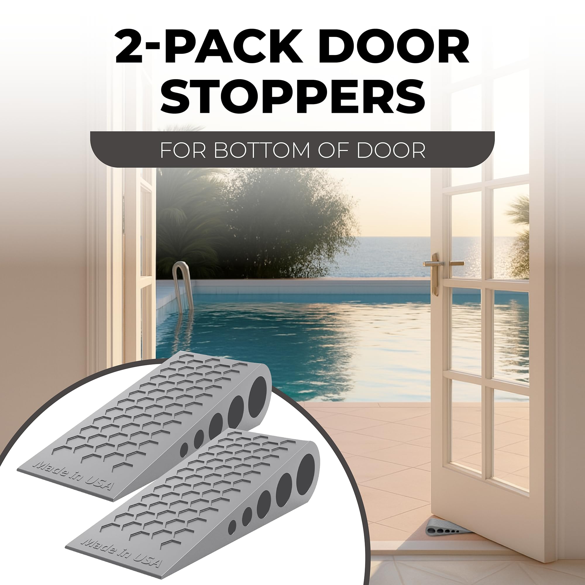Door Stoppers for Bottom of Door Premium Floor Rubber Door Stop Wedge Made in USA Heavy Duty Honeycomb — view 7