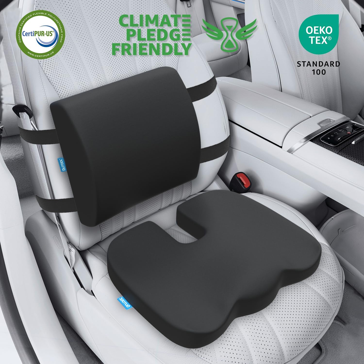 QUTOOL Seat Cushion and Lumbar Support Set for Office Chair – Supports Lower Back & Hips for Long Sitting Comfort, Helps Maintain a Comfortable Sitting Position, Ergonomic Memory Foam, Washable Cover - Image 3