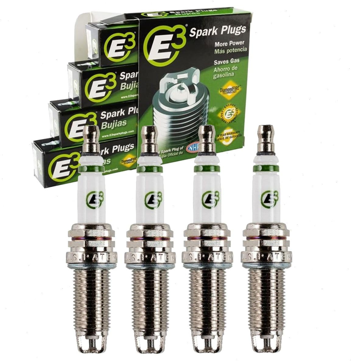 4 pc E3 Spark Plugs compatible with Toyota Prius 1.8L L4 2010-2022
