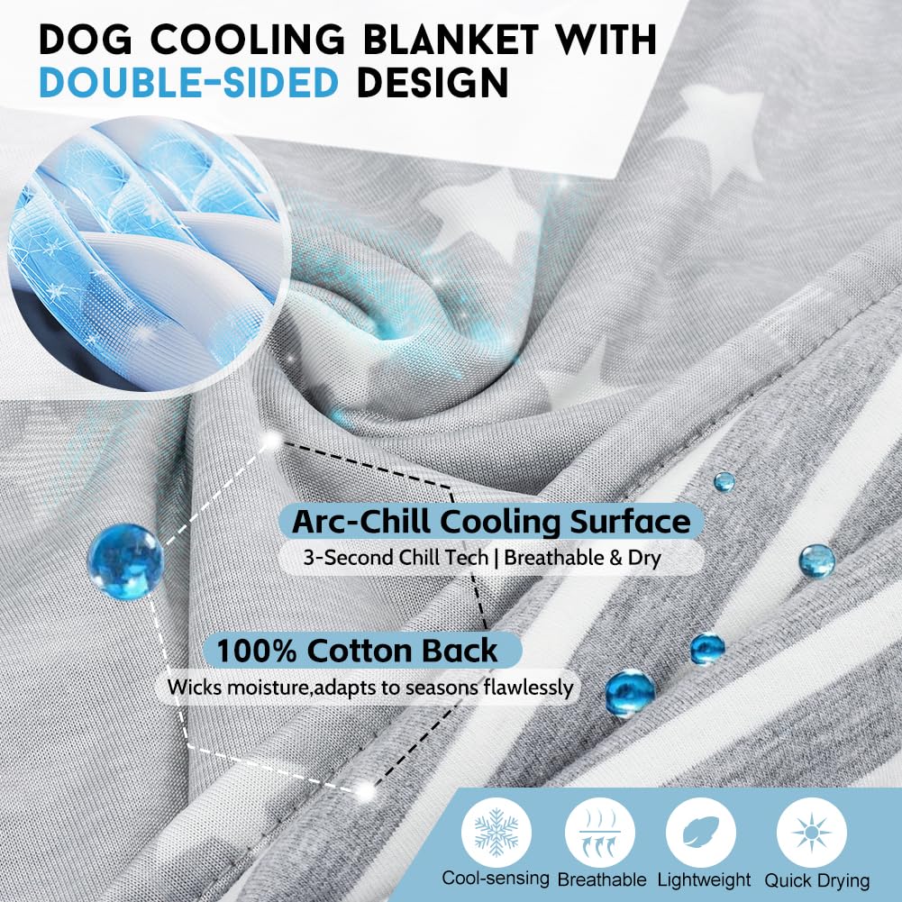 Deamoser Reversible Cooling Pet Blanket for Dogs & Cats, Dual-Sided Ice Silk & Natural Cotton 104x76cm - Image 3