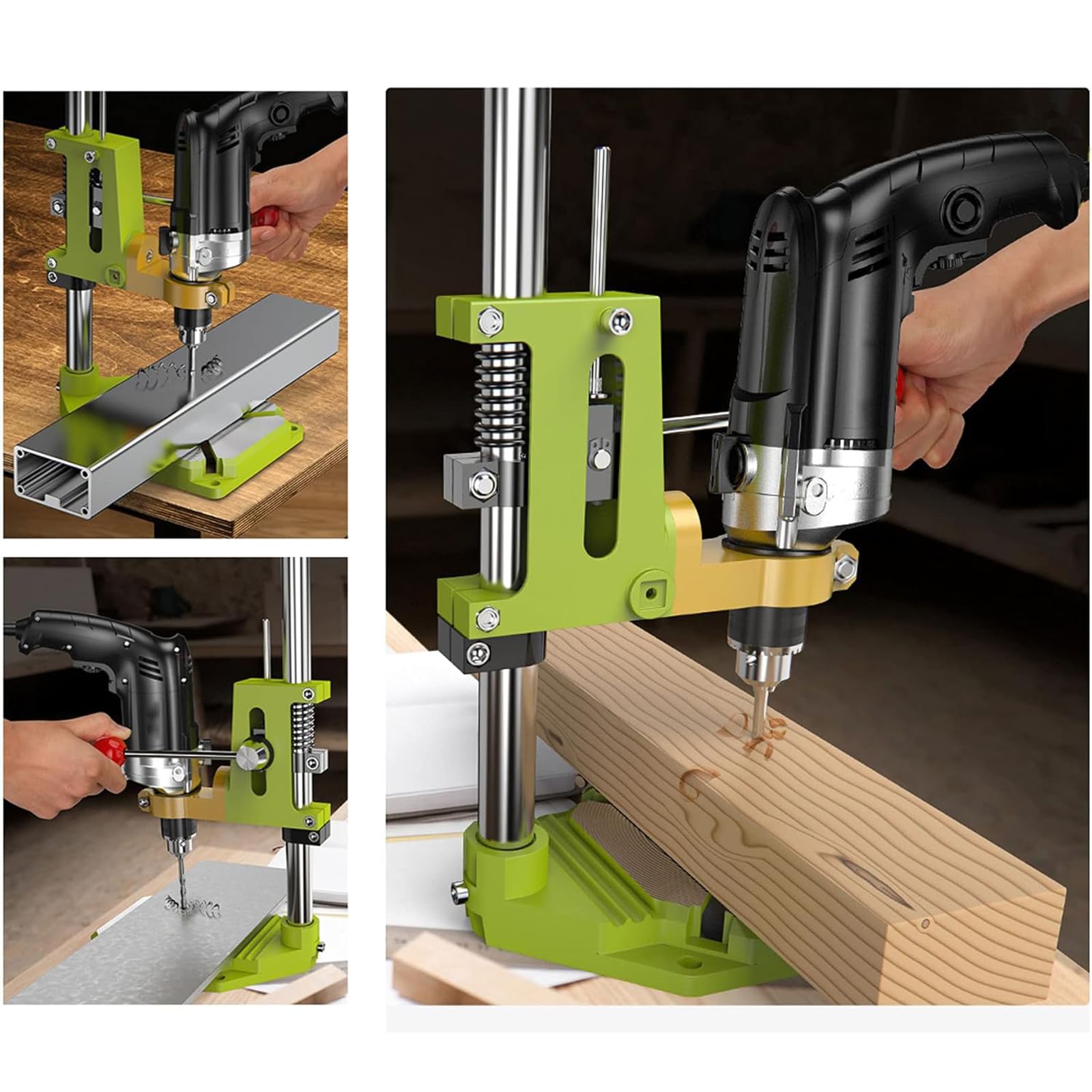Trapano a Colonna da Banco, Supporto per Trapano a Colonna Robusto per Trapano Manuale, Clip Girevole a 90°, Alta Precisione, Base in Ghisa, Rotazione, Foratura Elettrica, Molatura E Taglio